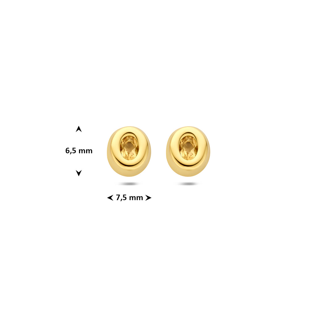 9k oorknoppen citrien 6,5 mm 9K geel