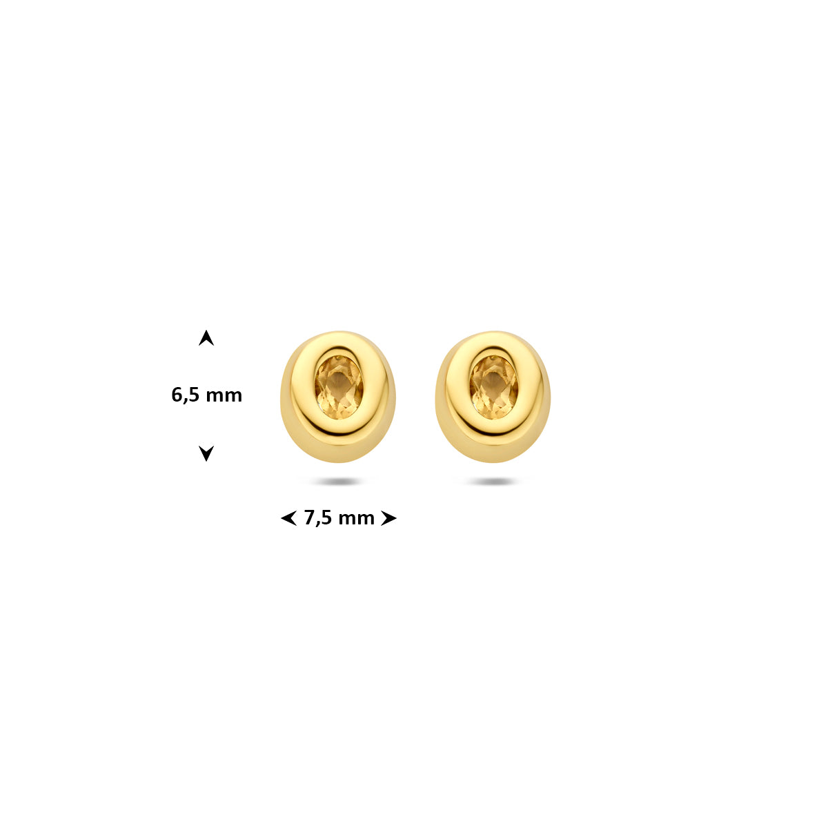 9k oorknoppen citrien 6,5 mm 9K geel