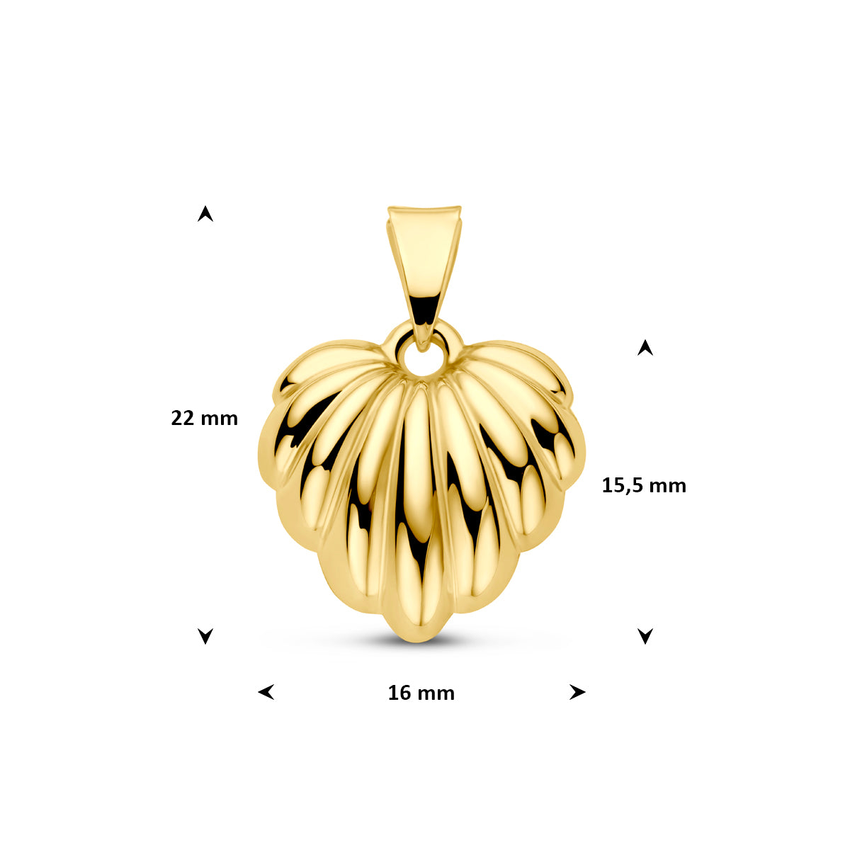 Anhänger Herz 22 mm 14K Gelbgold