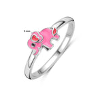 ring olifant emaille zilver gerhodineerd