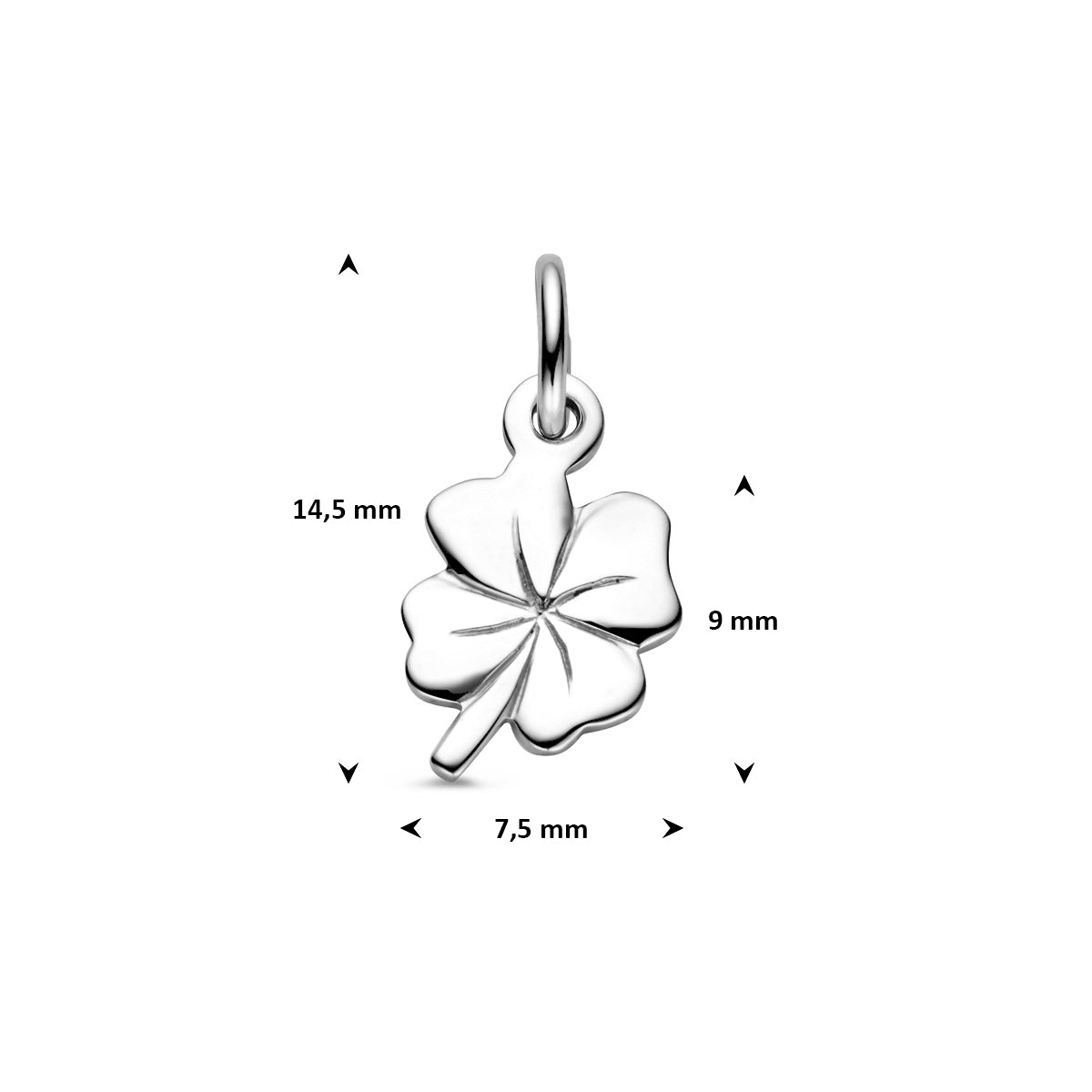 hanger klavertje 9 mm 14K witgoud