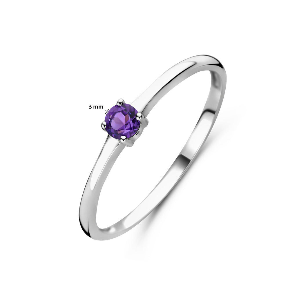 Ring mit Geburtsstein Amethyst Februar rhodiniertes Silber