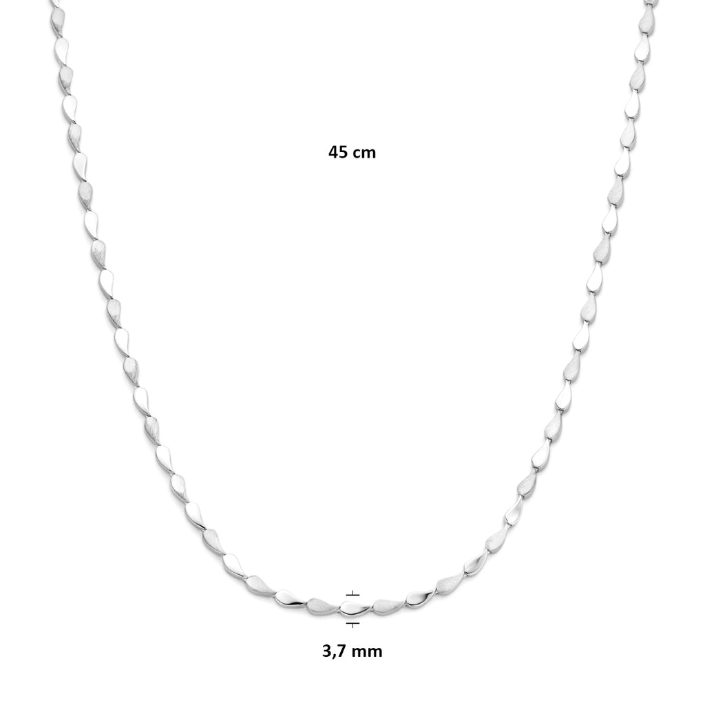 collier poli/mat 3,7 mm 45 cm zilver gerhodineerd