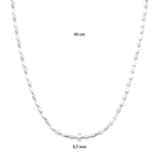 collier poli/mat 3,7 mm 45 cm zilver gerhodineerd