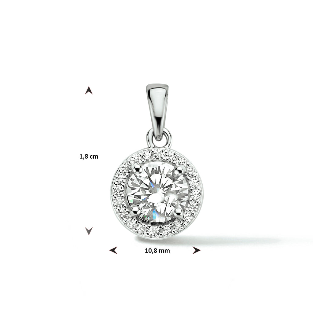 hanger zirkonia halo zilver gerhodineerd