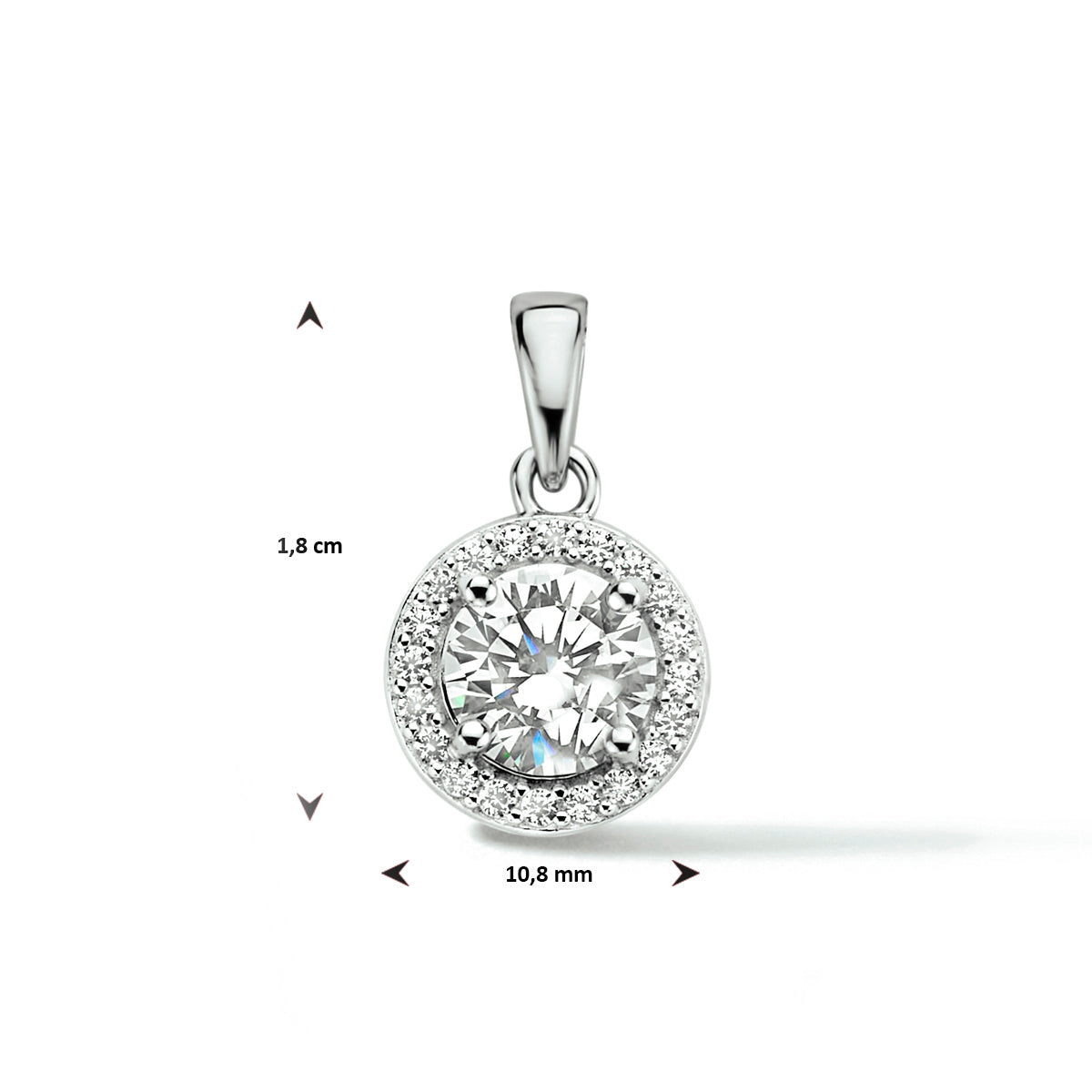 hanger zirkonia halo zilver gerhodineerd