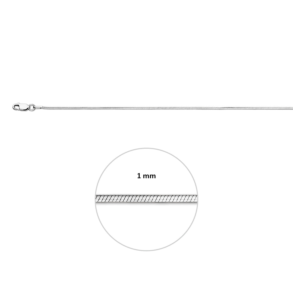 Schlange 8-seitig geschliffen 1,0 mm silber rhodiniert