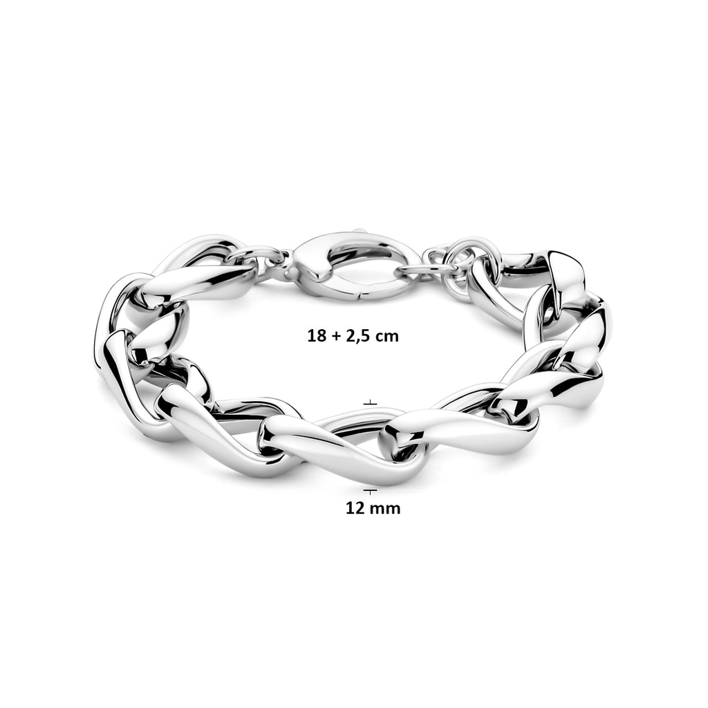 Armband 12 mm 18 + 2,5 cm Silber rhodiniert