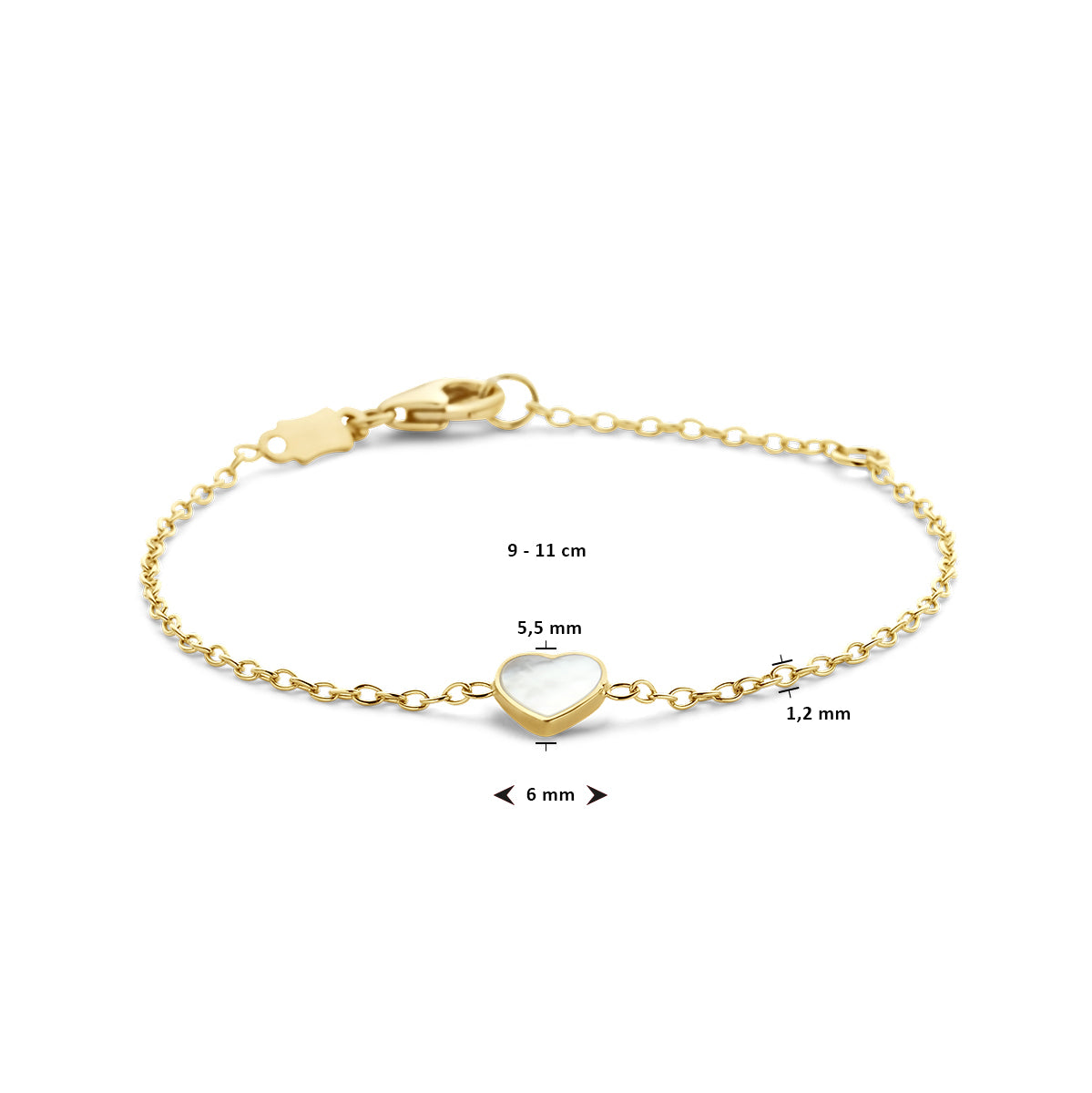 Armband Herz Perlmutt 14K Gelbgold