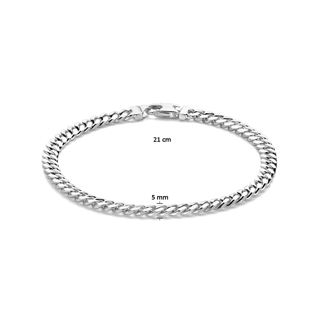 Armband Gourmette 4-seitig geschliffen 5,0 mm 21 cm Silber weiß