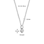 collier hartje zirkonia 41 - 43 - 45 cm zilver gerhodineerd