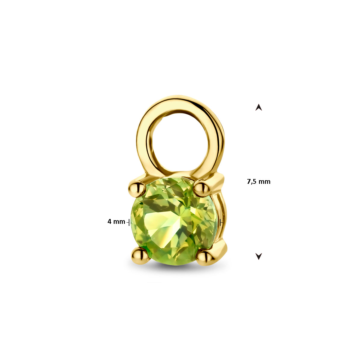 oorringhanger peridot per stuk 14K geelgoud