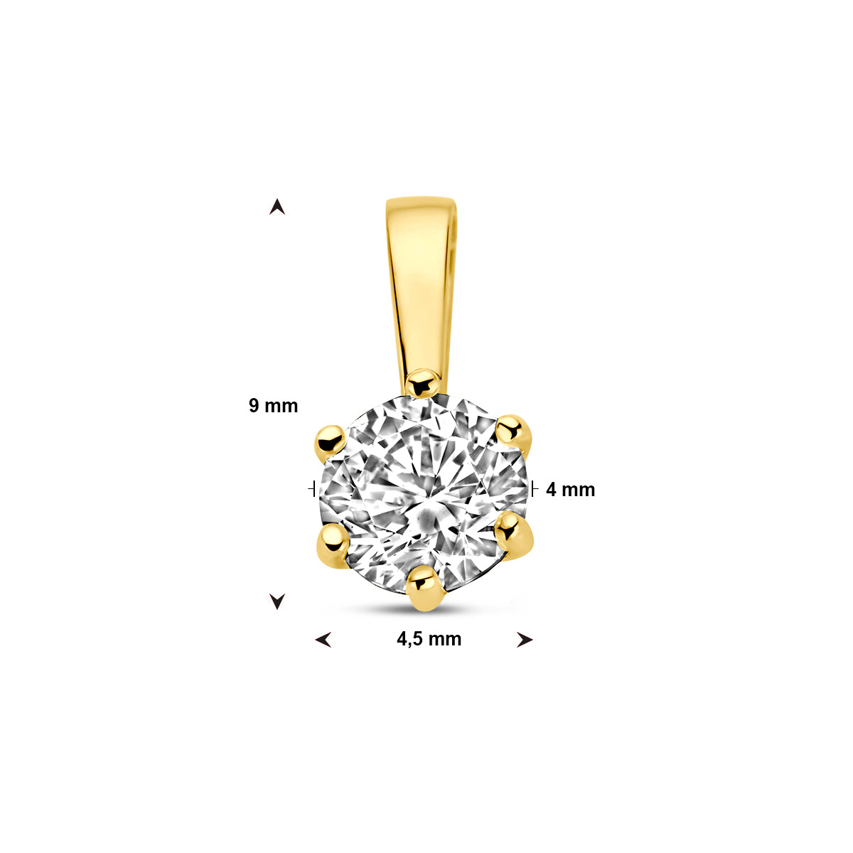 hanger zirkonia 14K geelgoud