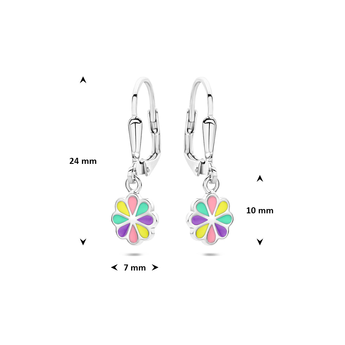 Ohrhänger Blume Emaille Brisurhaken rhodiniertes Silber