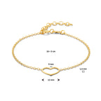 Armband Herz 16 + 3 cm 3 Mikron Silber vergoldet (gelb)