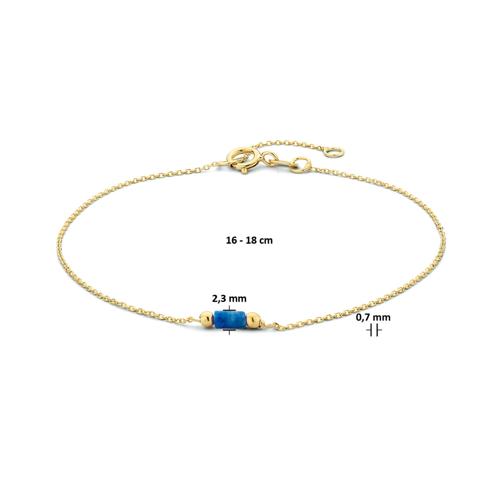 armband lapis 16 - 18 cm 14K geelgoud