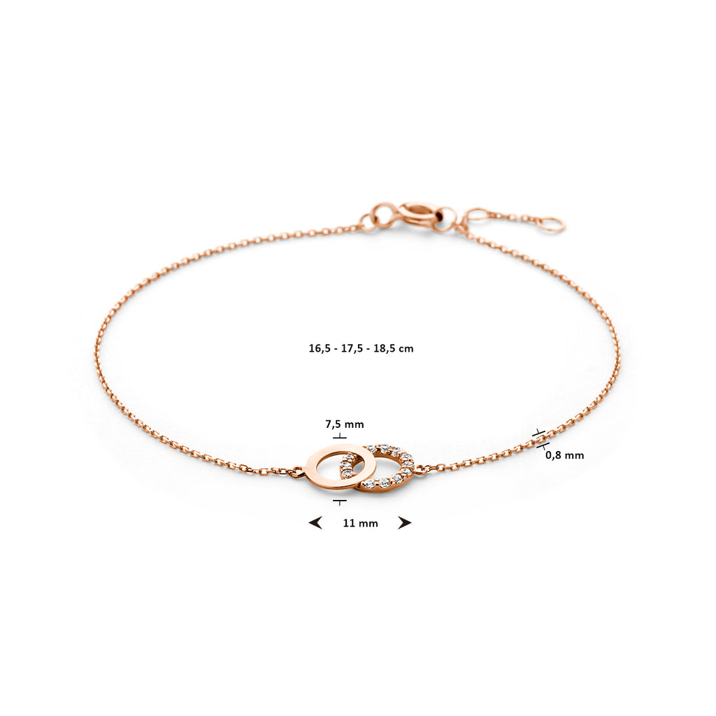 Armband Zirkonia 16,5 - 17,5 - 18,5 cm 14K Roségold