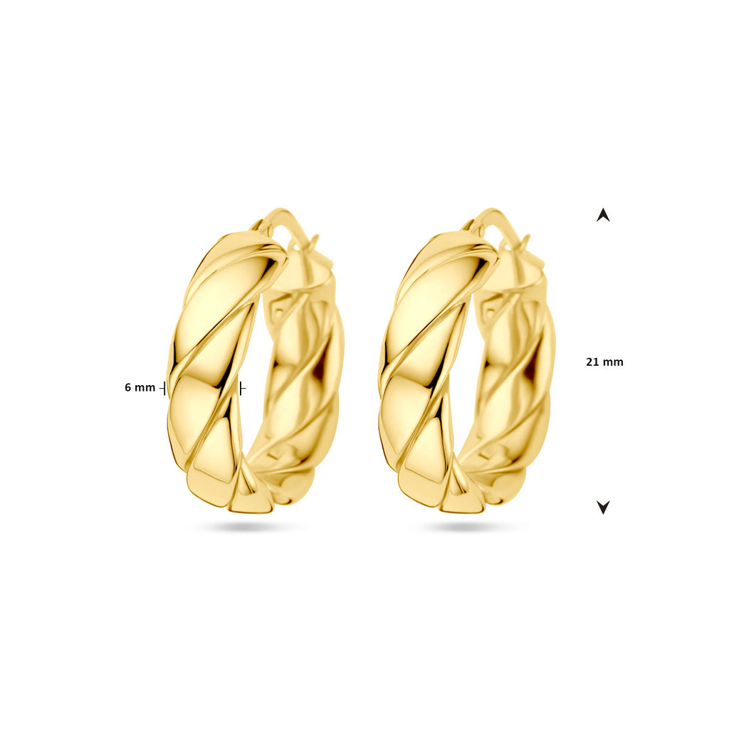 oorringen gedraaid 1 micron zilver verguld (geel)