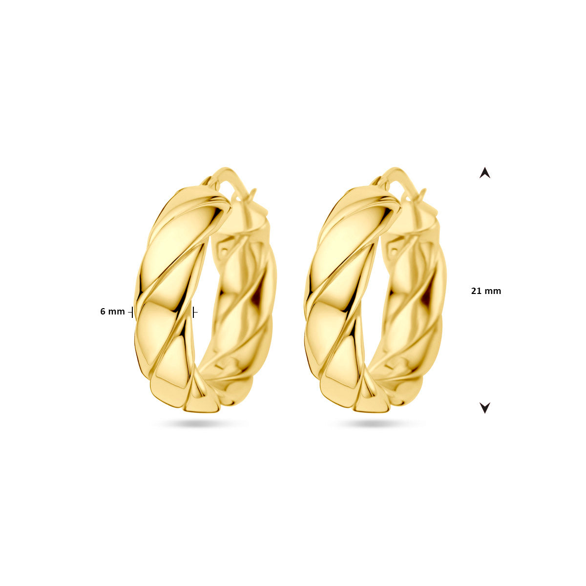 oorringen gedraaid 1 micron zilver verguld (geel)