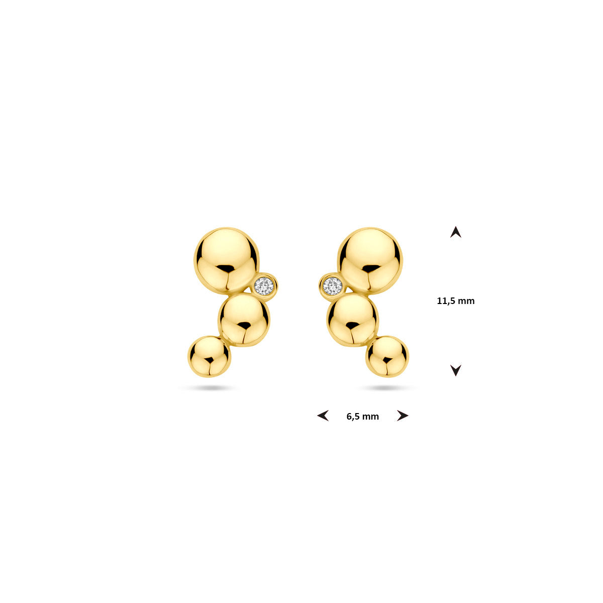 Ohrstecker Diamant 0.02ct (2x 0.01ct) H SI 11,5 mm 14K Gelbgold