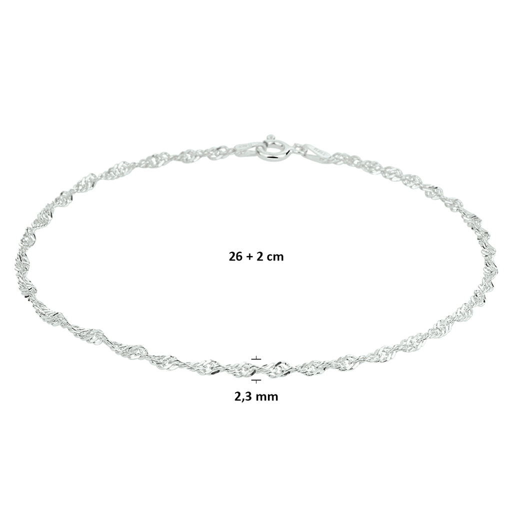 Fußkettchen Singapur 2,3 mm Silber Weiß
