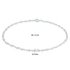 Fußkettchen Singapur 2,3 mm Silber Weiß