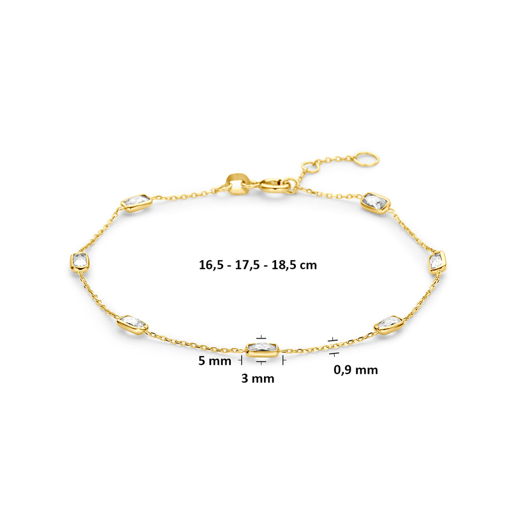 9k armband zirkonia 16,5 - 17,5 - 18,5 cm 9K geel