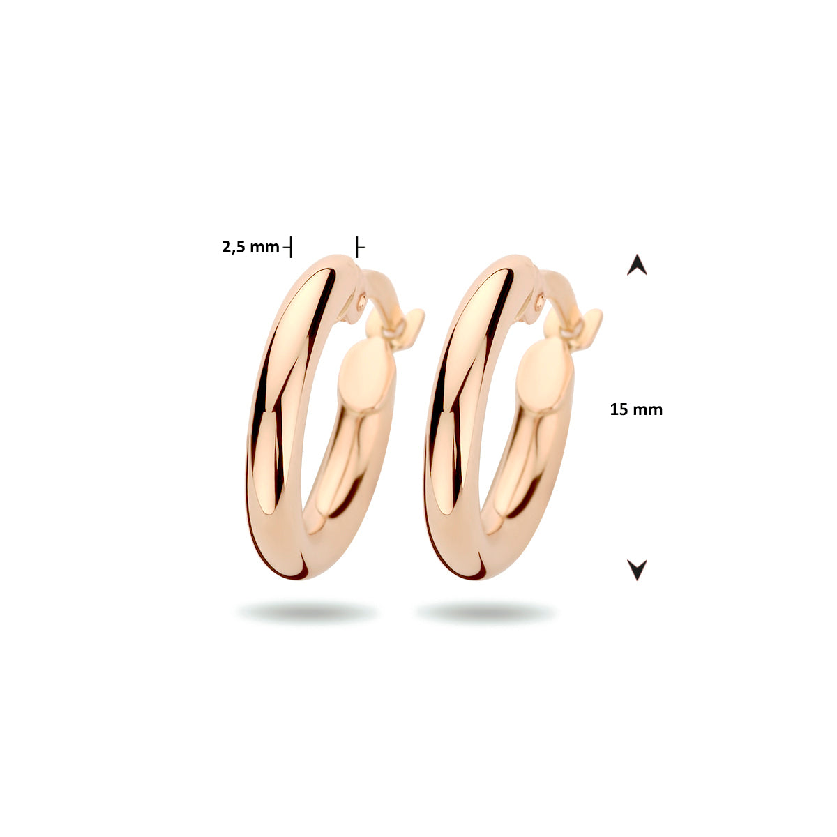 Ohrringe 2,5 mm runde Röhre 14K Roségold