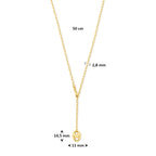 y-collier koffieboon 50 cm 3 micron zilver verguld (geel)