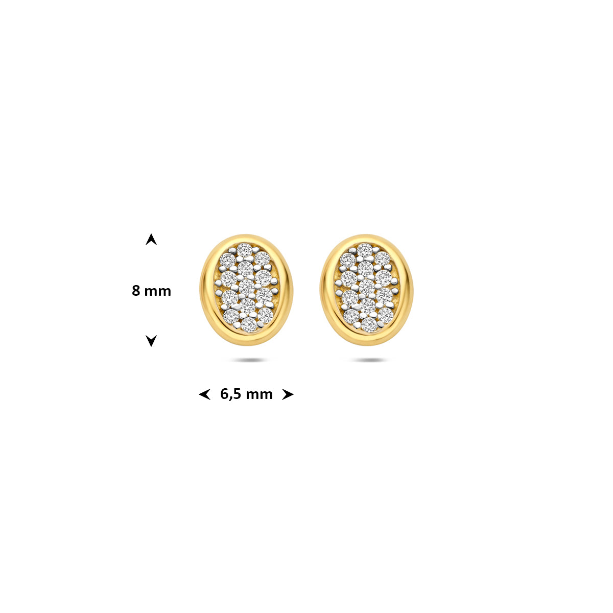 oorknoppen zirkonia 8 mm 14K geelgoud