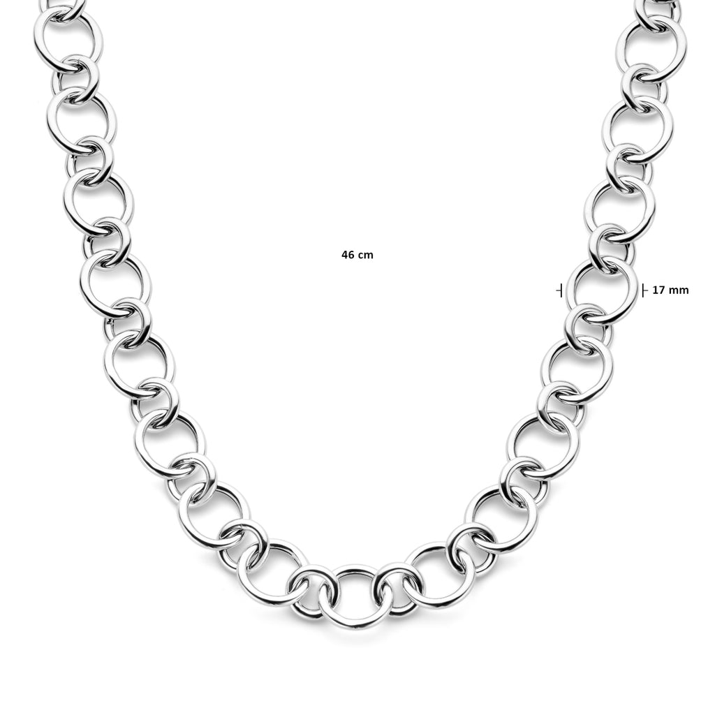 Halskette 17 mm 46 cm Silber rhodiniert