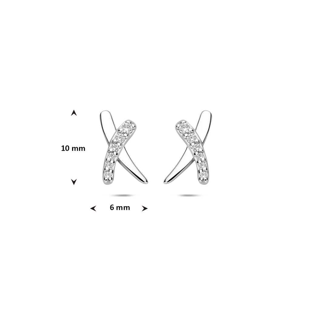 oorknoppen zirkonia 10 mm zilver gerhodineerd