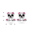 Ohrstecker Emaille Panda Silber rhodiniert