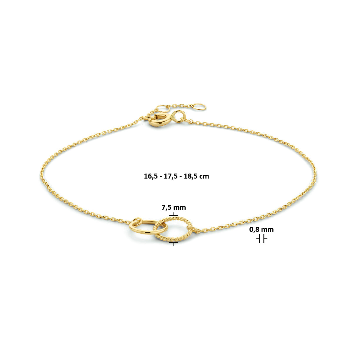 Armband rund 16,5 - 17,5 - 18,5 cm 14K Gelbgold