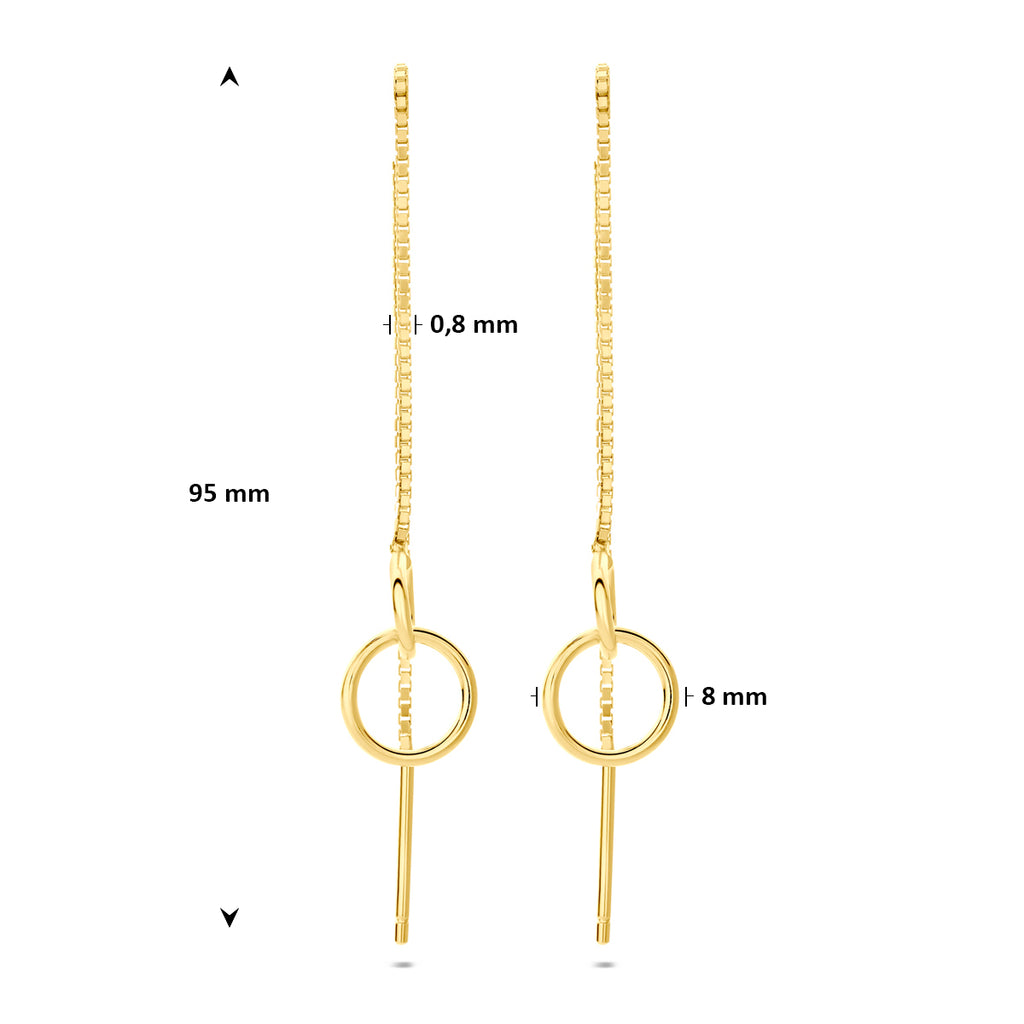 doortrekoorbellen ringetjes 95 mm 1 micron zilver verguld (geel) - rondje,bolletje,ringetje,draad