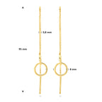 doortrekoorbellen ringetjes 95 mm 1 micron zilver verguld (geel) - rondje,bolletje,ringetje,draad