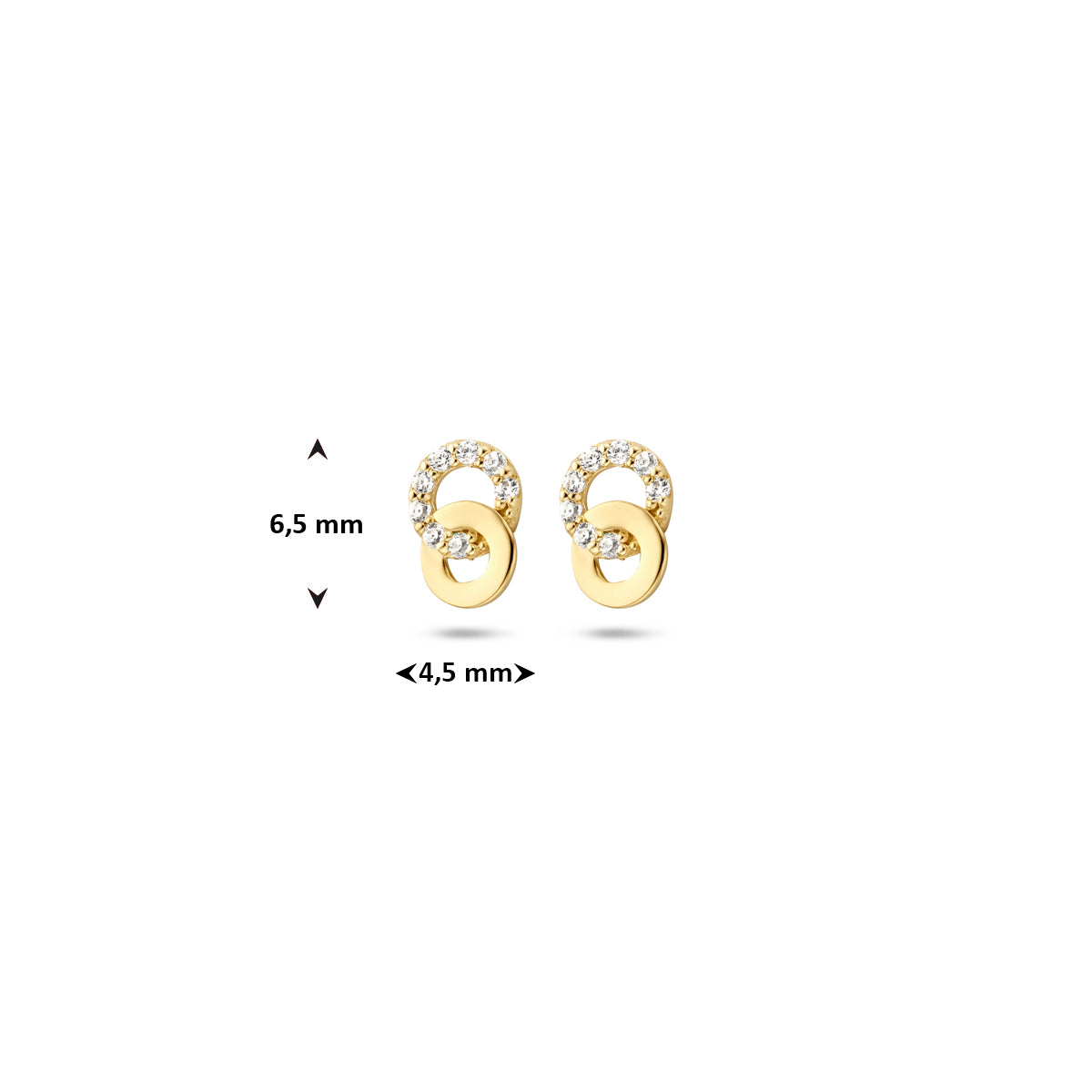 9K Ohrstecker Zirkonia 6,5 mm 9K Gelb