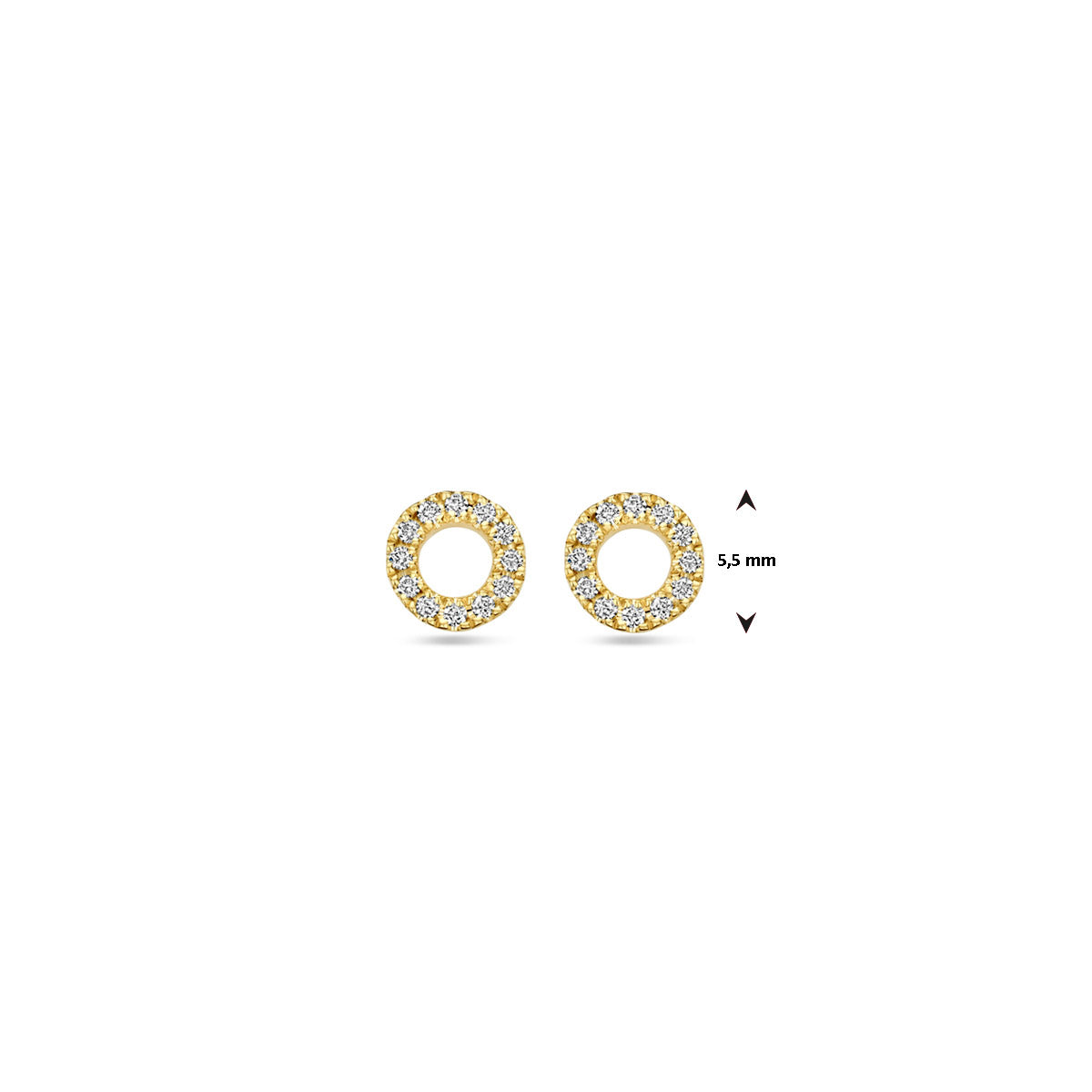 oorknoppen diamant 0.07ct (2x 0.035ct) h si 5,5 mm 14K geelgoud