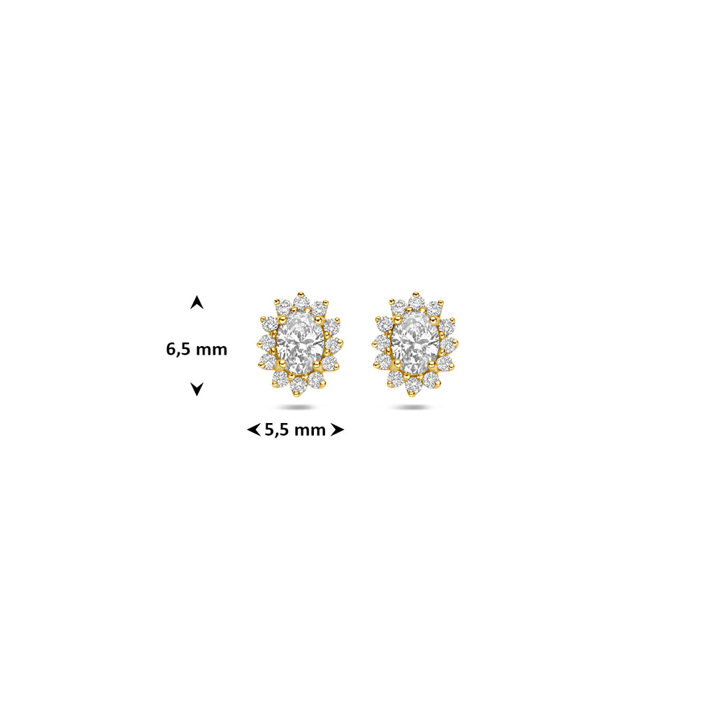 oorknoppen lab grown diamant 0.43ct (2x 0.217ct) f vs 6,5 mm 14K geelgoud