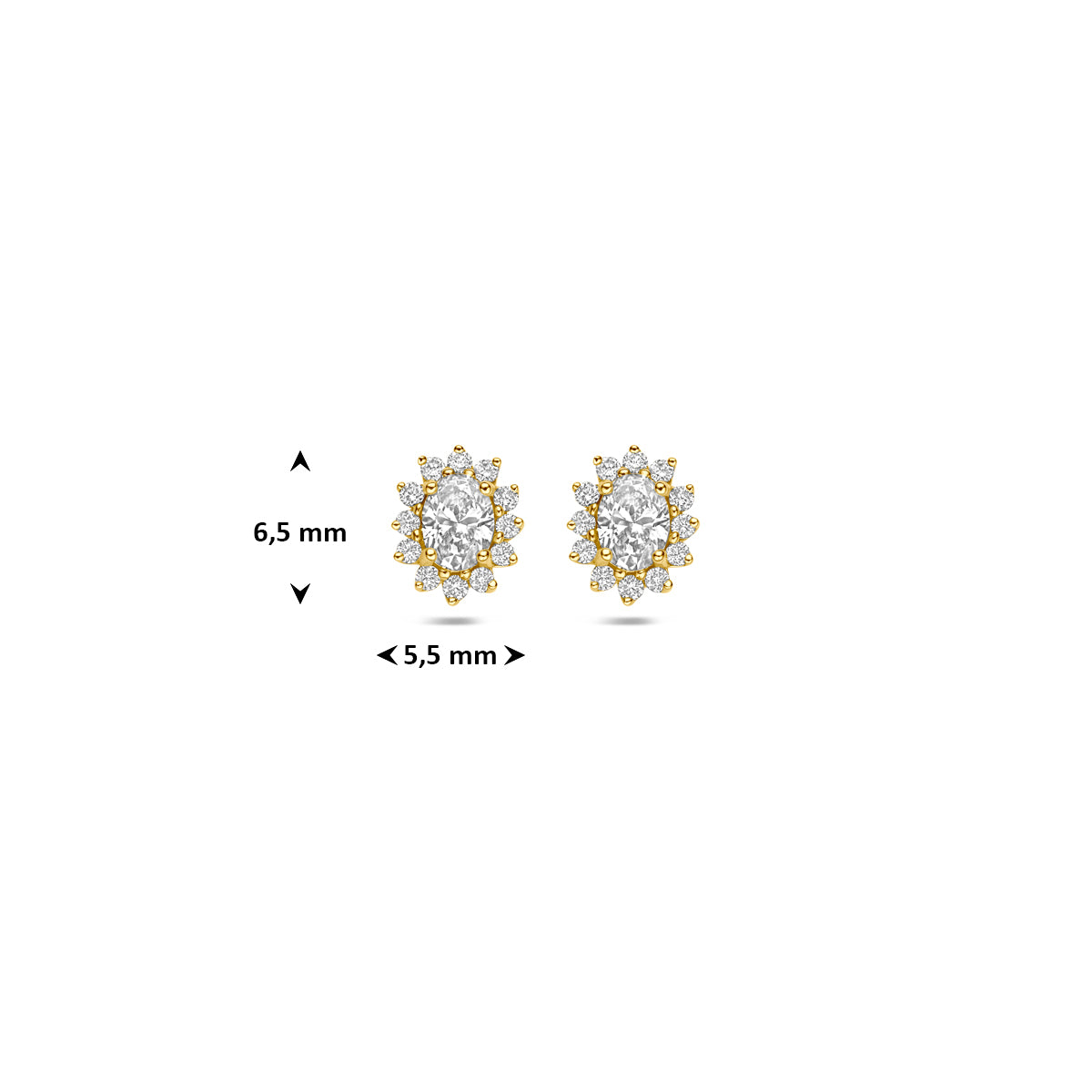 oorknoppen lab grown diamant 0.43ct (2x 0.217ct) f vs 6,5 mm 14K geelgoud