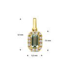 hanger groen amethist en lab grown diamant 0.08ct f vs 7,5 mm 14K geelgoud