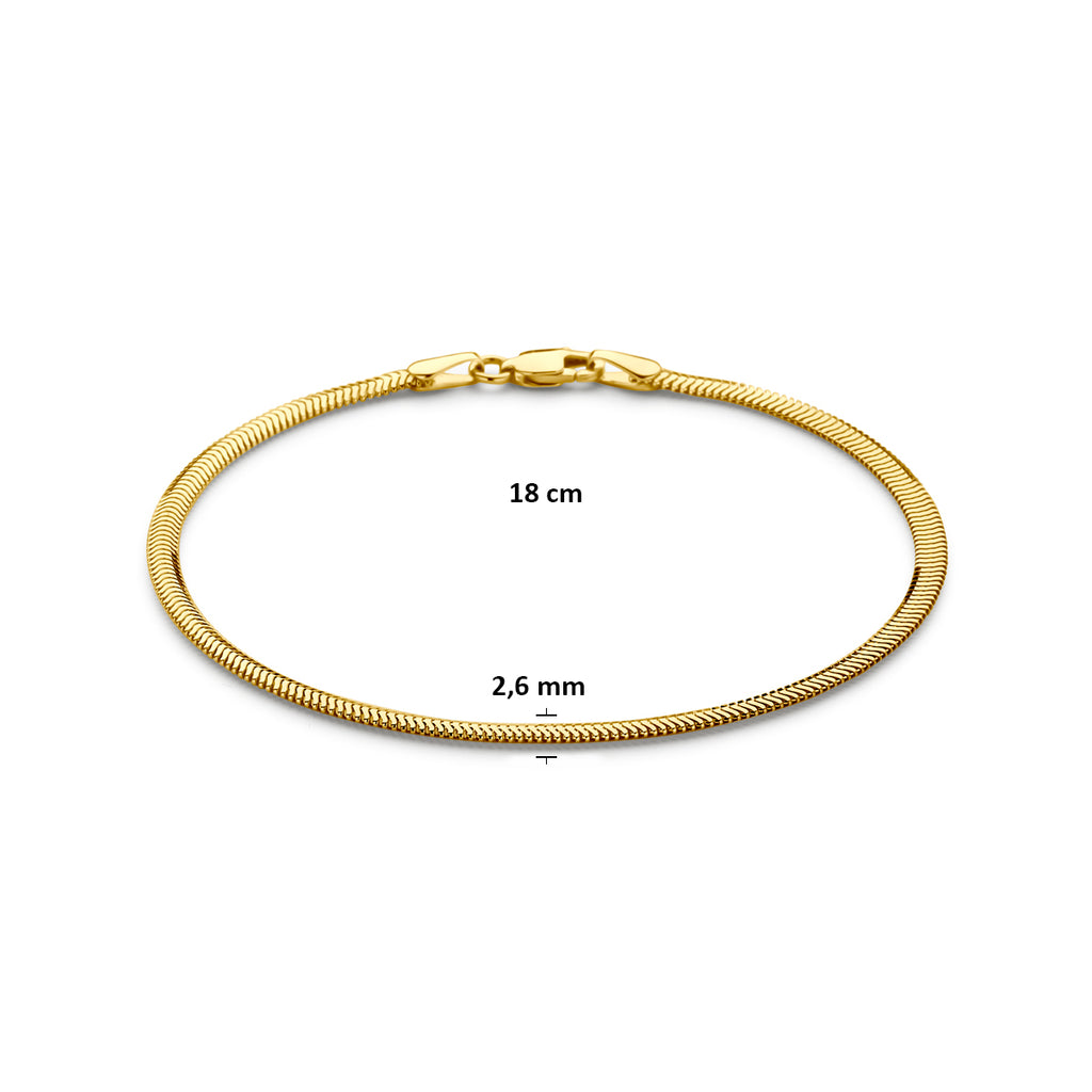 slang plat (bol) 2,6 mm 18 cm 14K geelgoud