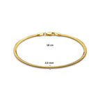 slang plat (bol) 2,6 mm 18 cm 14K geelgoud