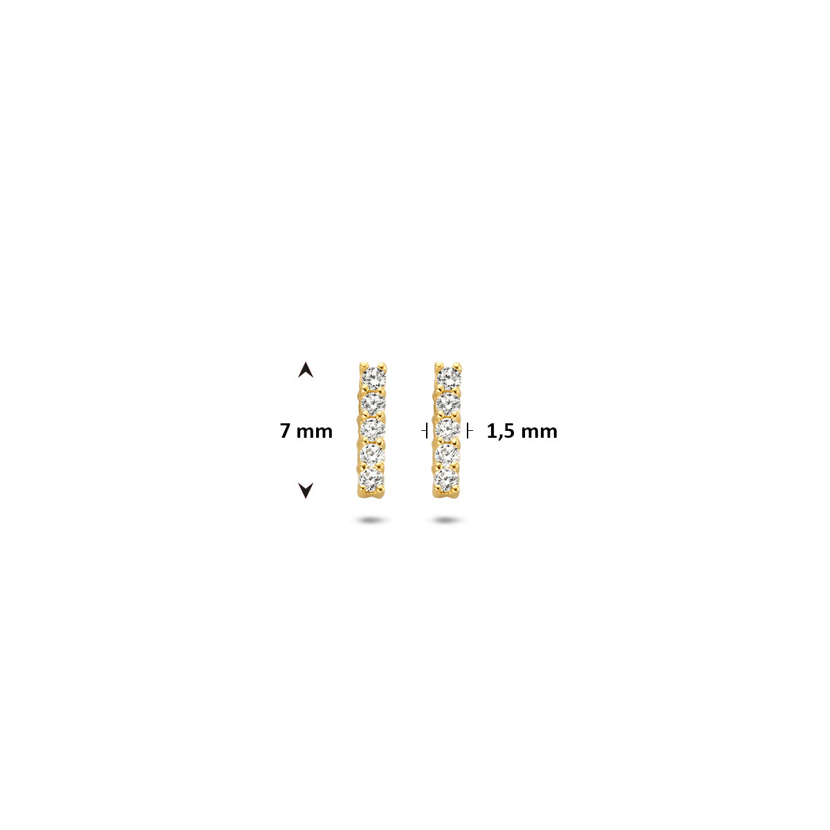 Ohrstecker Balken Zirkonia 7 mm 14K Gelbgold