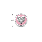 Anhänger Herz Zirkonia und rosa Emaille 10 mm Silber rhodiniert
