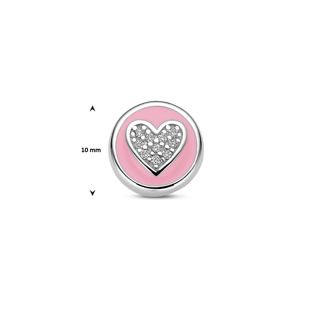 Anhänger Herz Zirkonia und rosa Emaille 10 mm Silber rhodiniert