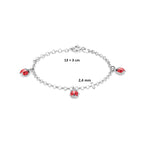 Armband Emaille Marienkäfer 13 + 3 cm Silber rhodiniert