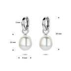 oorringen parel 25 mm zilver gerhodineerd