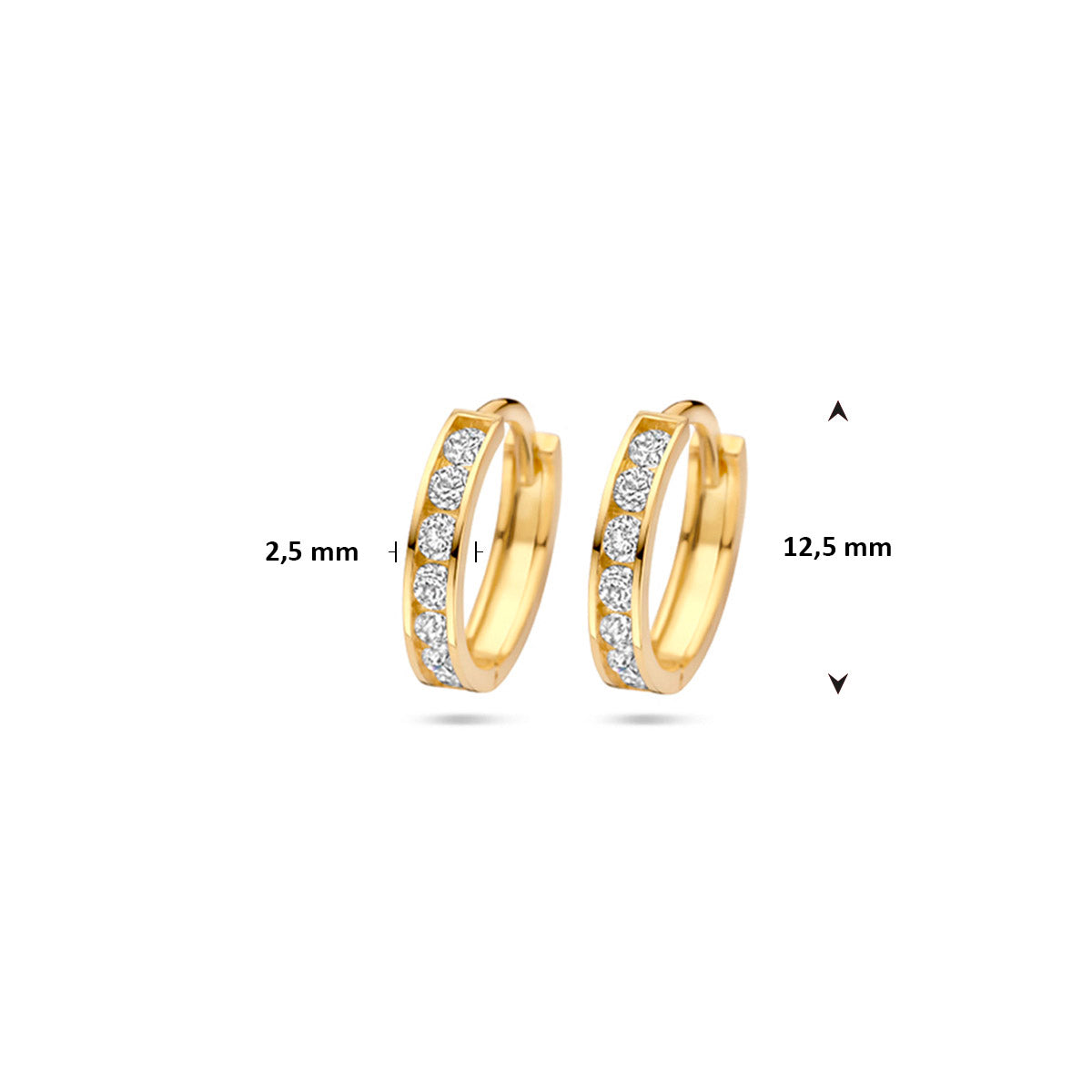 9 Karat Creolen Zirkonia 12,5 mm 9K Gelb