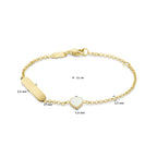 Gravurarmband Herz aus Perlmutt und Plättchen 1,5 mm 14K Gelbgold